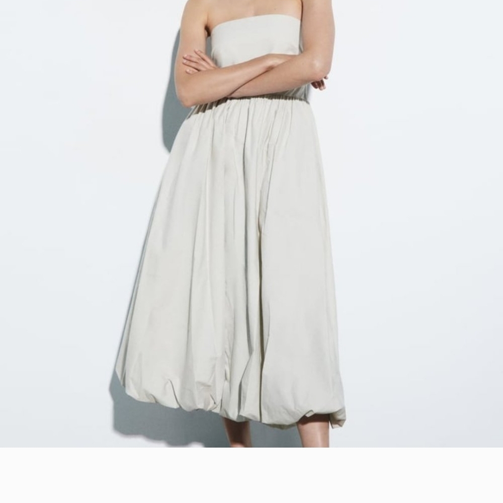 Elegant Cream Strapless Dress
